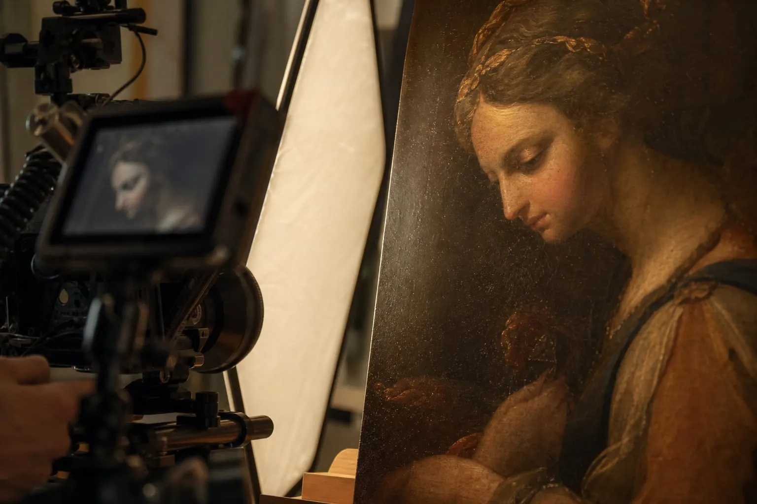 Iluminação para filmar obras de arte sem reflexos e riscos